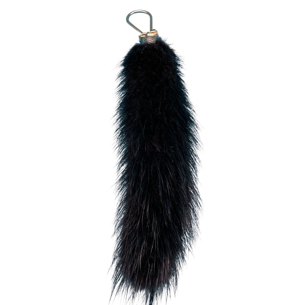 Unique vintage fur bag belt charm key chain brown fur (mink?)
